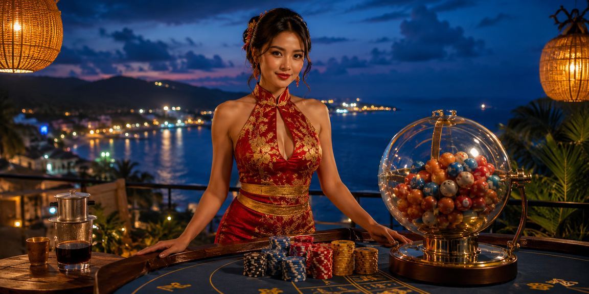Người dùng Phú Quốc xem xổ số và khuyến mãi khi uống cà phê